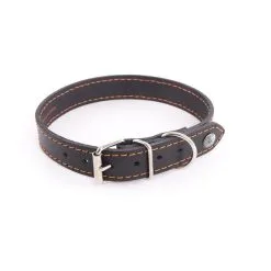 Martin Sellier Collier Cuir Noir Orange T56