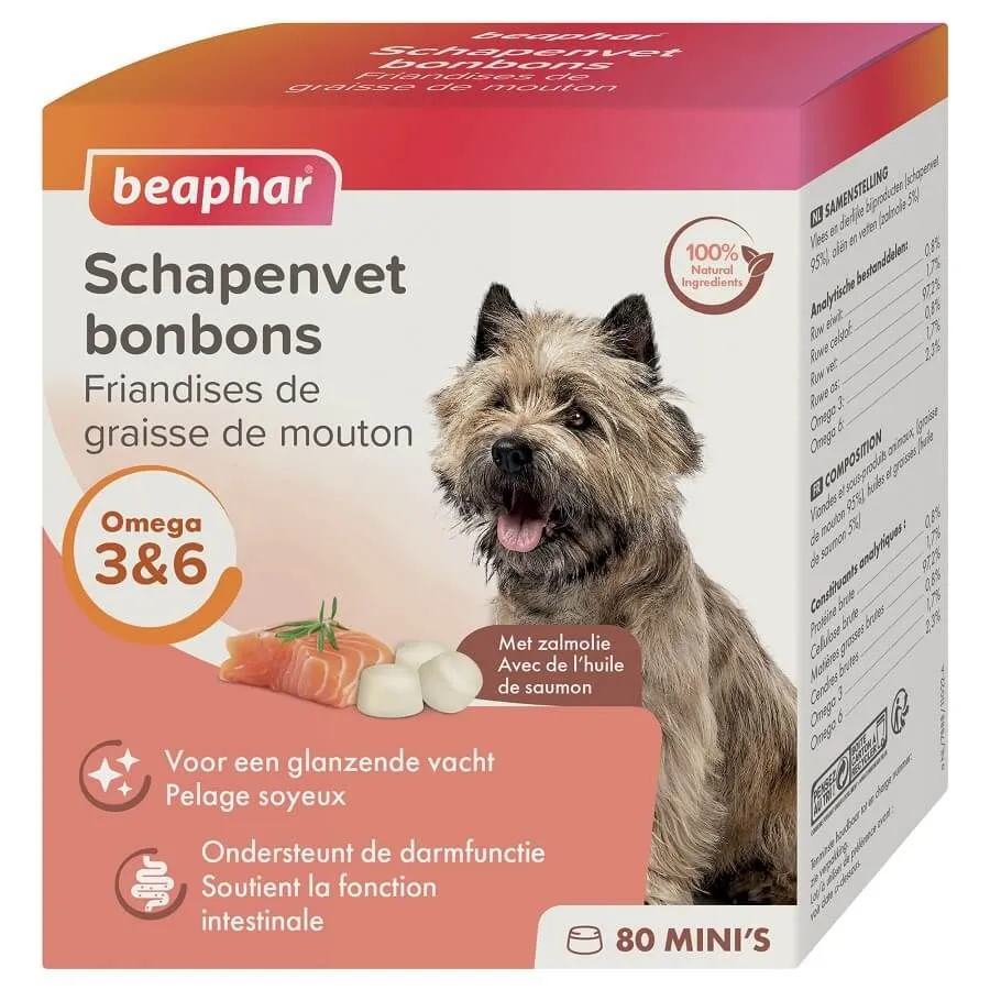 Beaphar Friandises Mini Graisse De Mouton Huile De Saumon Chien X80