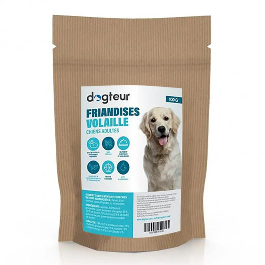 Dogteur Nutrition Dogteur Friandises Sans Céréales à La Volaille Chien 100 G - DLUO: 21/06/2023
