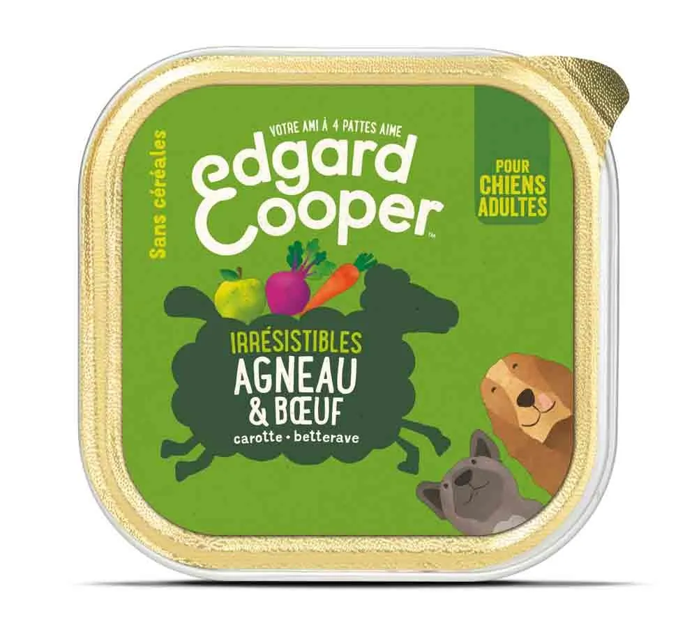 Edgard & Cooper Barquette Agneau Et Boeuf Pour Chien 11 X 150 G