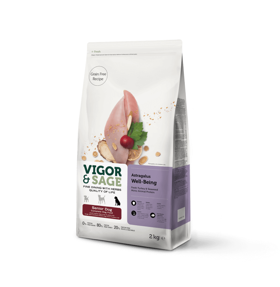 Vigor Sage Vigor & Sage Chien Senior Astragale/Dinde 2 Kg - Destockage
